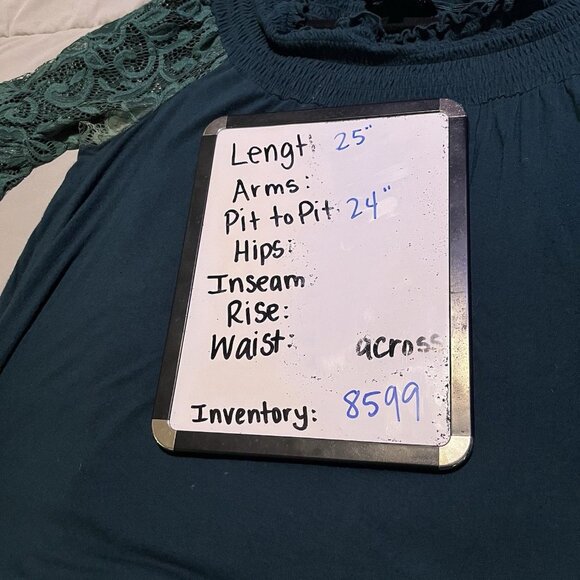 Womens Hunter Green Off Shoulder Lace Sleeves Boho Cottage Core Top 2X Romantic - Picture 8 of 10